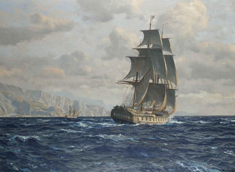 Michael Zeno Diemer frigate off the coast near Rio de Janeiro oil painting image